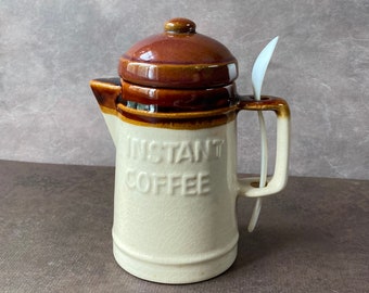 Vintage Instant Coffee Jar Container with Spoon
