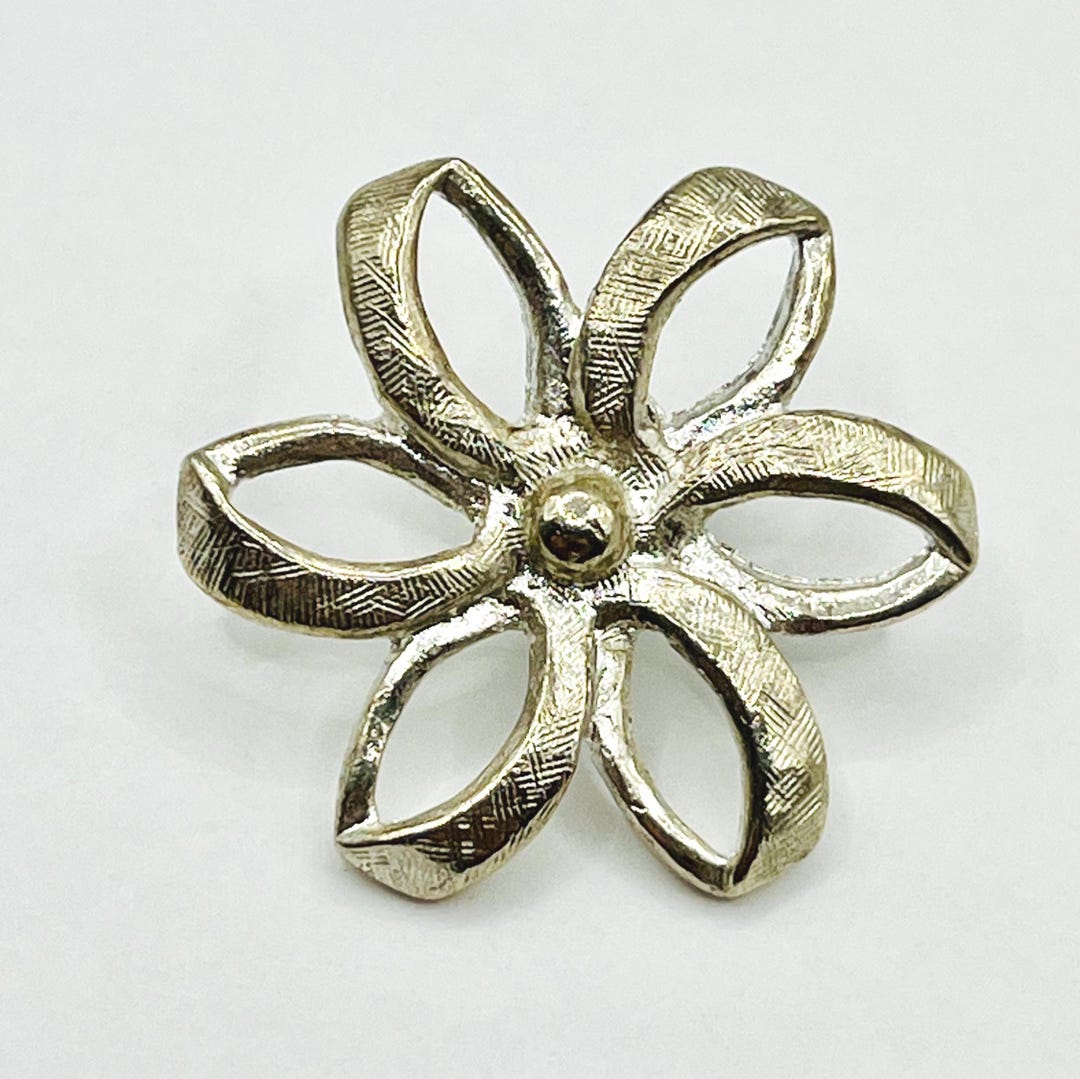 Vintage Silver Tone Openwork Mod Flower Lapel Pin - Etsy