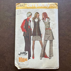 Vintage Simplicity Sewing Pattern 5192 Misses Jiffy Mini Jumper or Tunic Vest and Pants Size 12 * Uncut