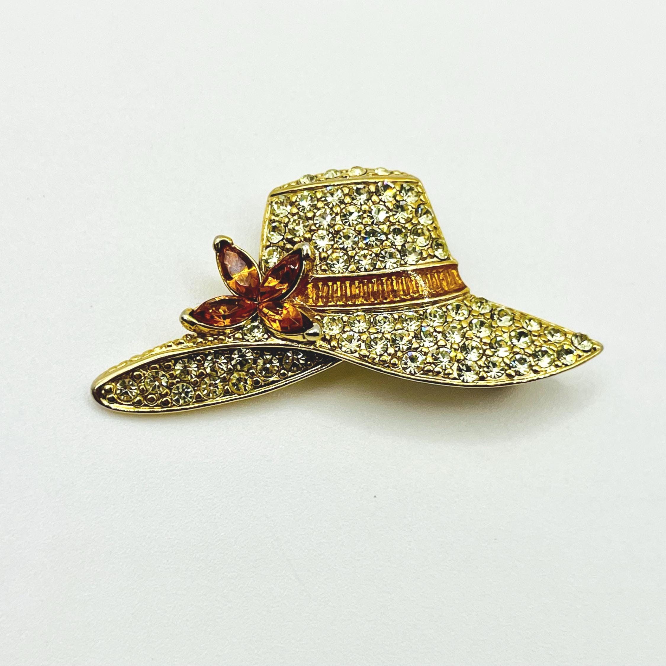 Statement Monet Brooch on fleece white hat with ponytail hole Monet White Fashion Brooches & Pins for sale | eBay main image 2