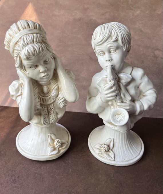 Vintage Universal Statuary Corp Boy Playing Saxophone & Girl