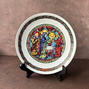 Vintage D&#39;arceau-Limoges NOEL VITRAIL #4 La Purification Decorative Plate