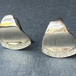 Vintage Silver Tone Rhinestone Earrings