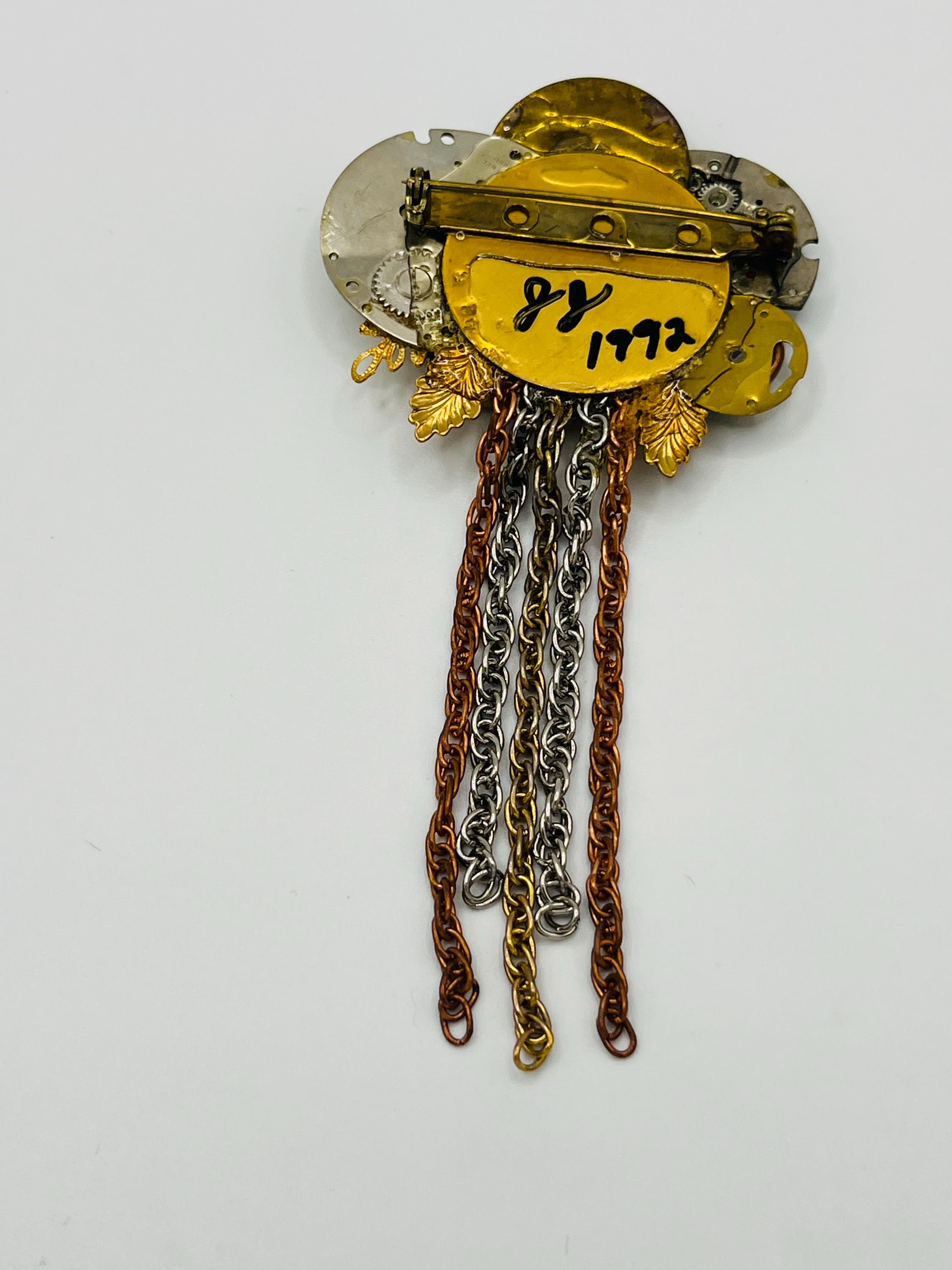 ヴィンテージ ハンドメイド スチームパンク クロック ブローチ ピン