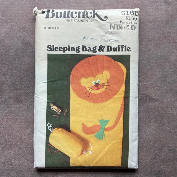 Vintage Butterick Crafts Pattern 5161 Children's Sleeping Bag Duffle Bag & Appliqué