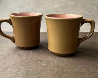 Tazze vintage Mid Century marroni e rosa di Taylor, set da 2