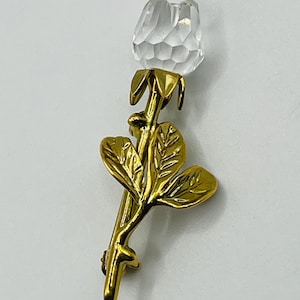 Vintage Gold Tone Swarovski Crystal Memories Rose Brooch