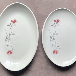 Vintage Oval Franciscan Earthenware Duet Rose Pattern Oval Serving Platters Set of 2