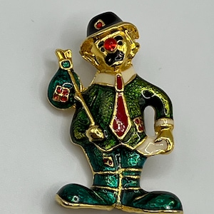 Spilla vintage da clown hobo color oro