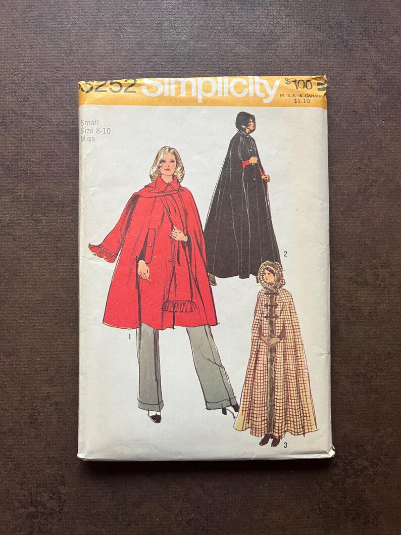 Vintage Simplicity Sewing Pattern 5252 Misses Cape Scarf Size Small 8 ...