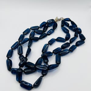 Vintage Coldwater Creek Navy Blue Beaded Necklace