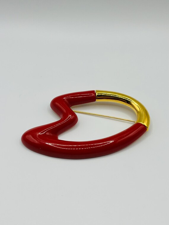 Vintage Monet Red and Gold Abstract Modernist Bro… - image 4