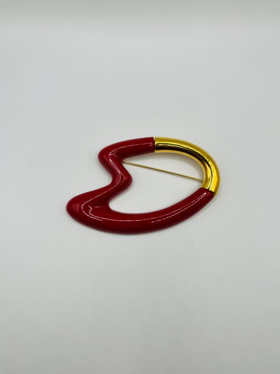 Vintage Monet Red and Gold Abstract Modernist Bro… - image 2