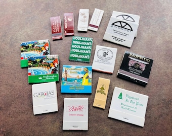 Vintage Streichholzbriefe - Restaurants - Hotels - Sehenswürdigkeiten - Memorabilien Lot von 16