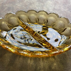Vintage Amber Anchor Hocking Fairfield Divided Relish Dish