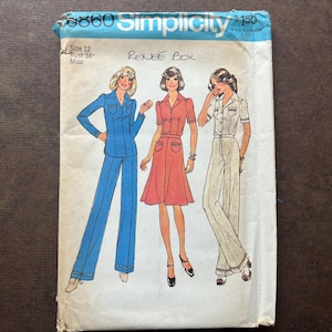Vintage Sewing Pattern Simplicity 6860 Misses Two Piece Dress Top Skirt Pants Size 12 Uncut