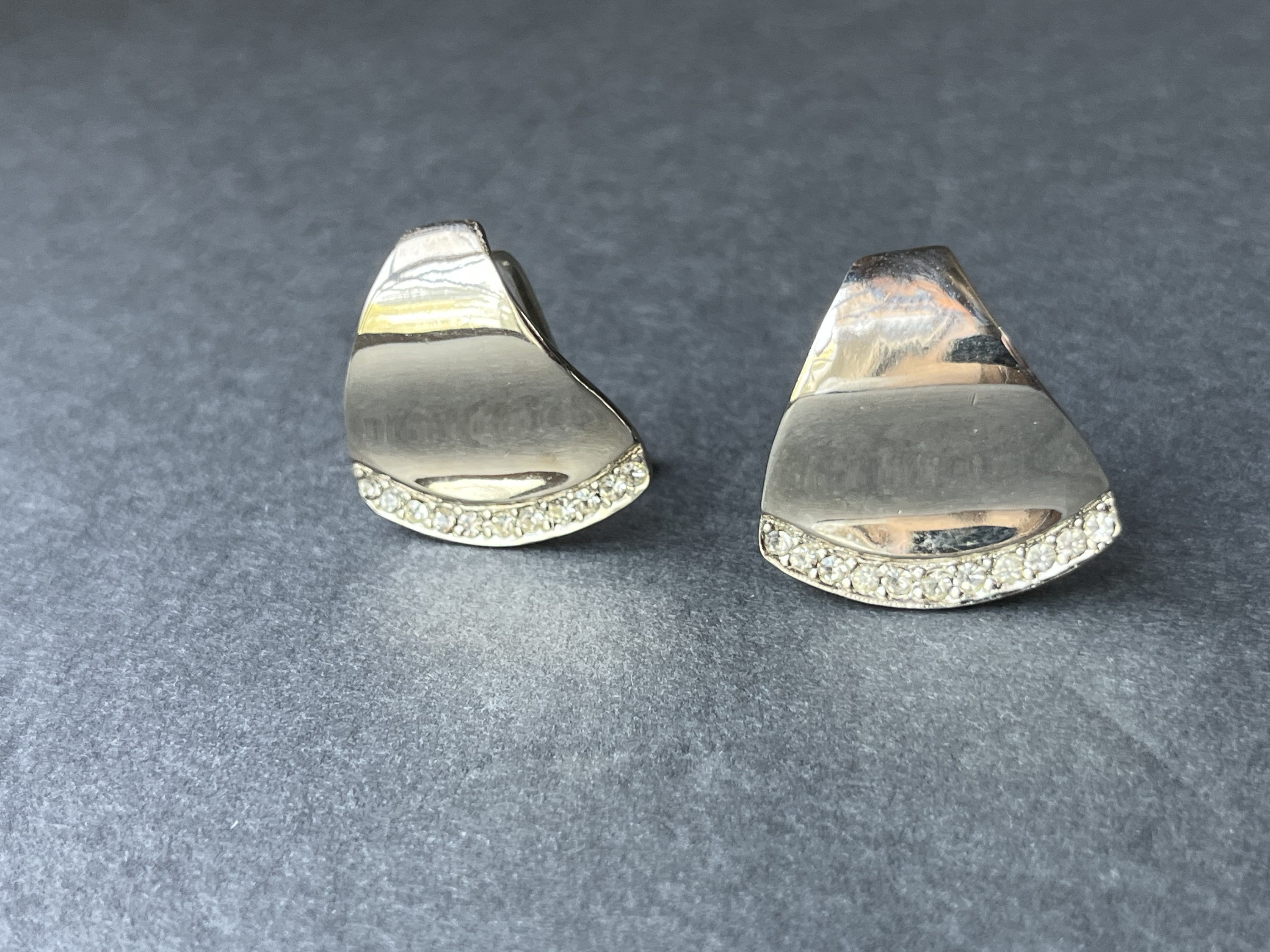 Boucles D'oreilles Vintage En Plaqué Argent Avec Strass - Dormeuses, Occasion