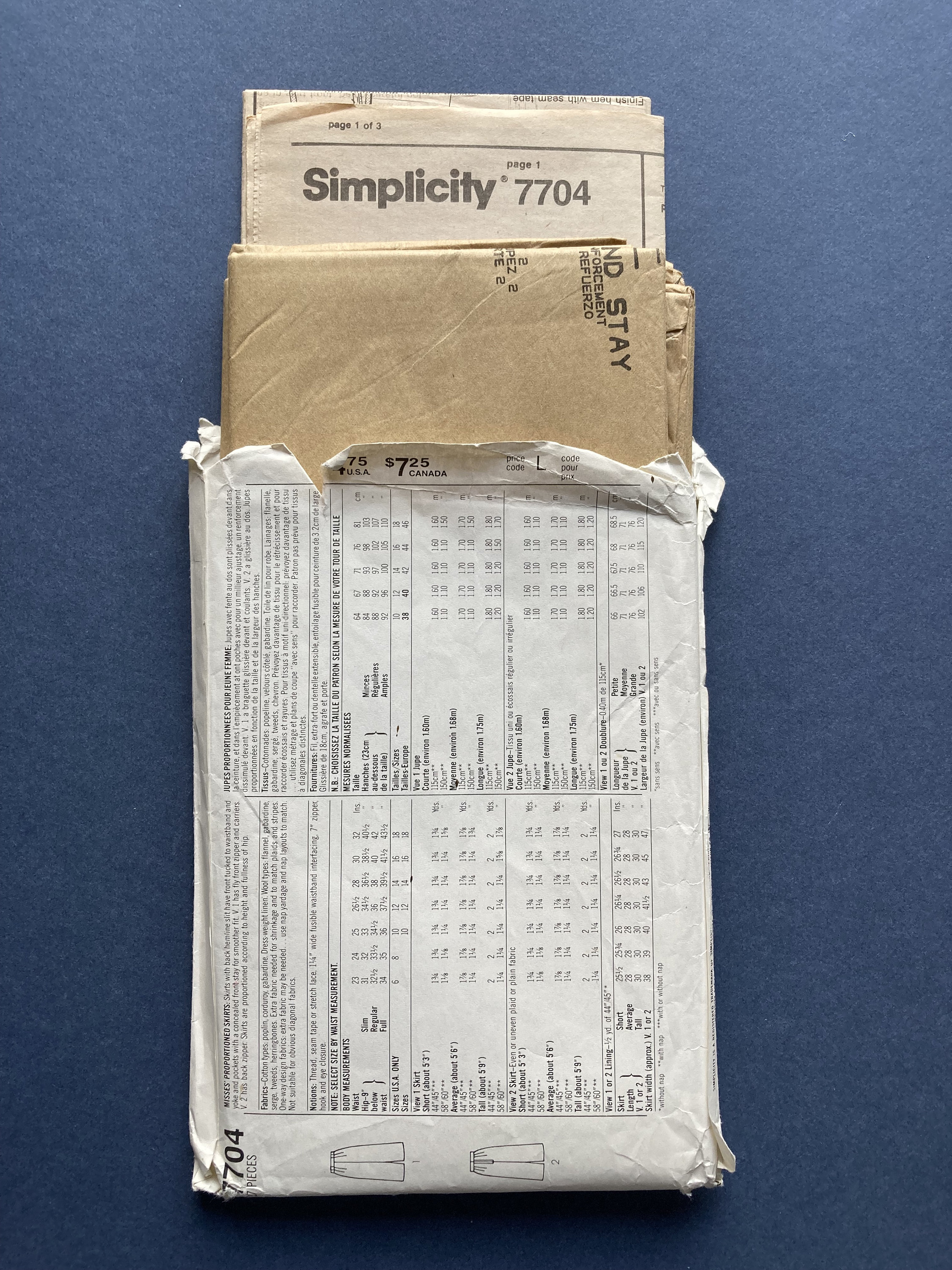 Vintage Simplicity Sewing Pattern 7704 Misses' Proportioned Skirts Size ...