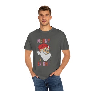 Comfort Colors Merry and Bright Santa Christmas Graphic T-shirt, Comfort Colors Trendy Christmas Shirt, Vintage Christmas Tee image 7