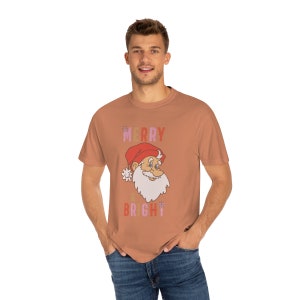 Comfort Colors Merry and Bright Santa Christmas Graphic T-shirt, Comfort Colors Trendy Christmas Shirt, Vintage Christmas Tee image 8