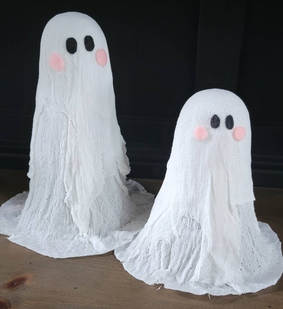 Set of 2 Adorable Cheesecloth Ghosts With Pink Cheeks - Etsy