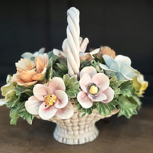 Vintage Capodimonte Porcelain Flower Basket: Italian Decor (12