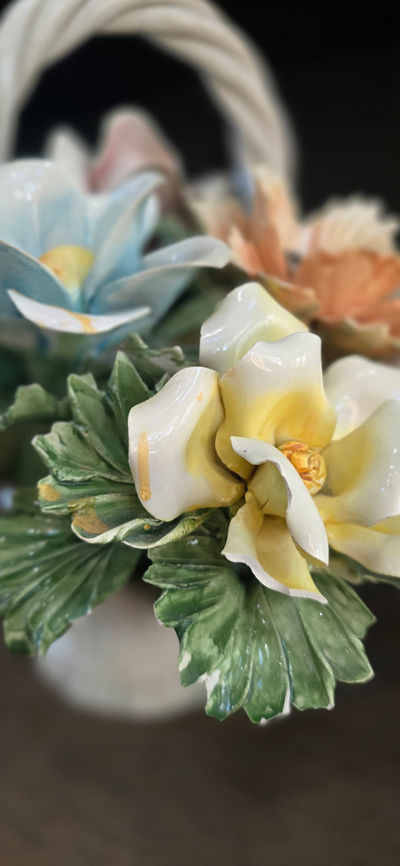 Vintage Capodimonte Porcelain Flower Basket: Italian Decor (12