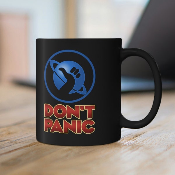 Funny Mug, Gifts for Dad, Gifts for men, gifts for her, gifts for him, Hitchhikers guide to the galaxy, Don't Panic,