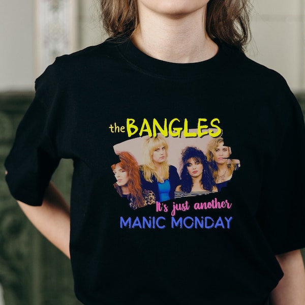 Camiseta de música retro / Camiseta de regalo / Amante de la música / Unisex - Camiseta de mujer para hombre / Lunes maníaco / Música pop de los 80 / Camisa de gran tamaño / Brazaletes