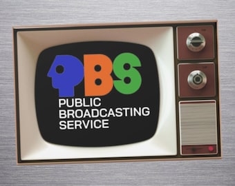 Retro TV -PBS, Fridge Magnet, Rectangle magnet, Vintage Fridge Magnet, Classic 70's TV logo, Gifts for women, Gifts for men, Collectibles