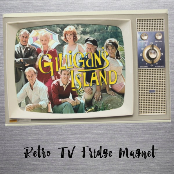 Retro TV -Gilligan's Island, Fridge Magnet, Rectangle magnet, Vintage Fridge Magnet, Classic 60's TV show, Gilligan, Skipper, Ginger