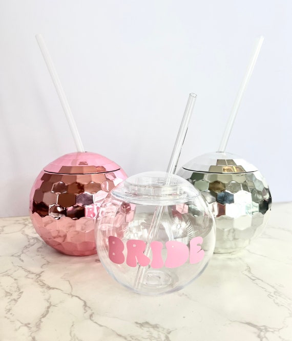Disco Ball Cups With Straw 