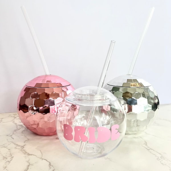 Disco ball cups with straw