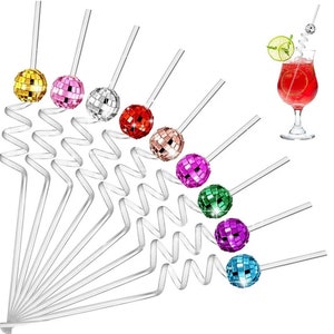 Disco Ball Straws pink disco, silver disco, hot pink disco