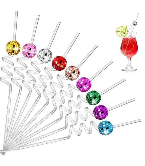 Disco Ball Straws Pink Disco, Silver Disco, Hot Pink Disco 