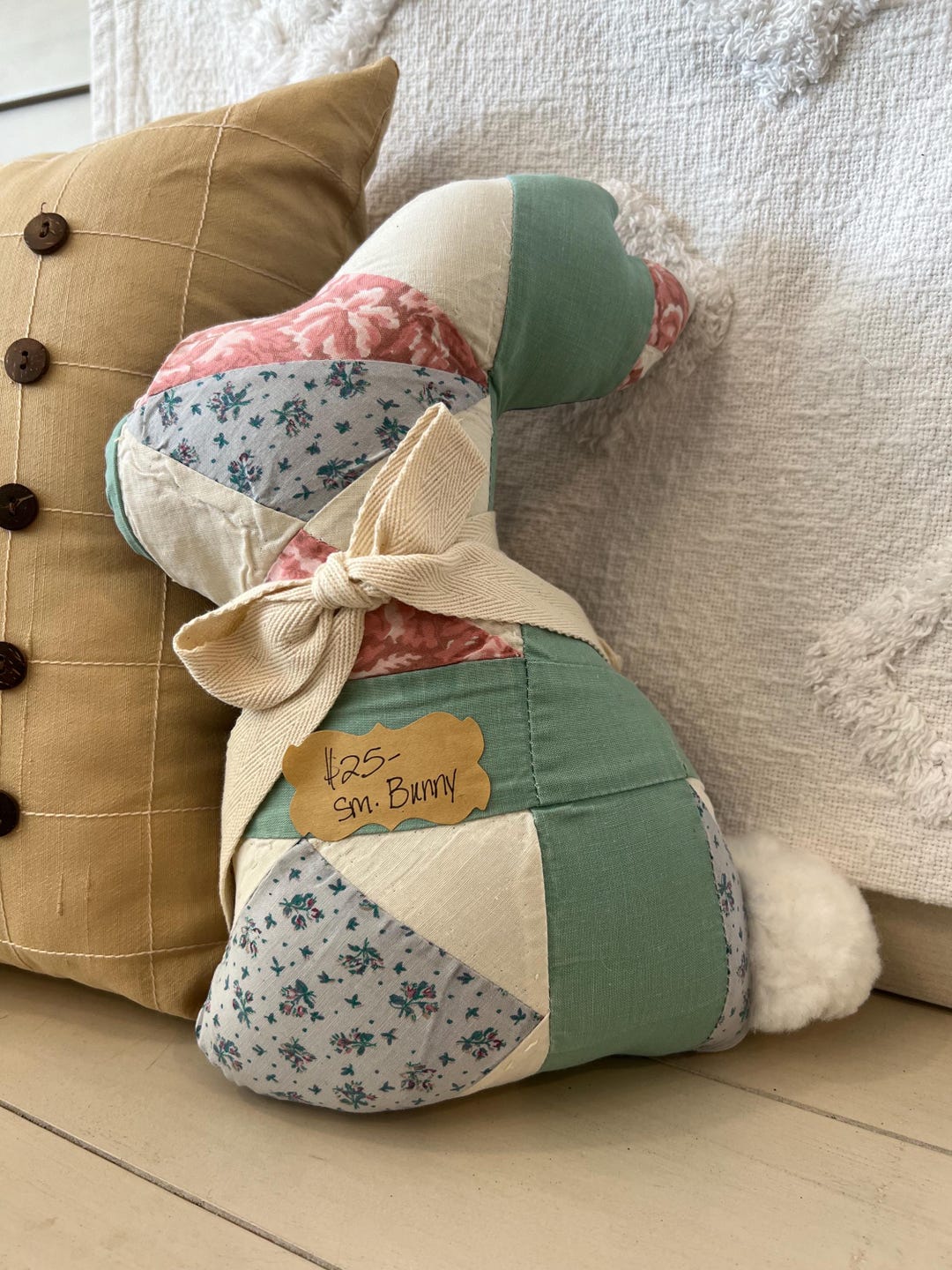 Charming Quilted Bunny Rabbit Decor Pillow With Country Cottage Feel ...
