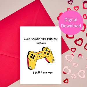 Valentinstagskarte für Videospielliebhaber Printable Karte Valentinstagskarte für Videospieler