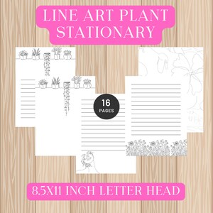 Line Art Briefpapier | Einzeilige Zeichnung | Botanische Drucke | Briefpapier | Druckbares | Stationäres Set