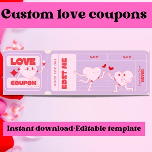 Editable love coupons for couples love coupons for valentines day date ideas for girlfriend husband boyfriend wife