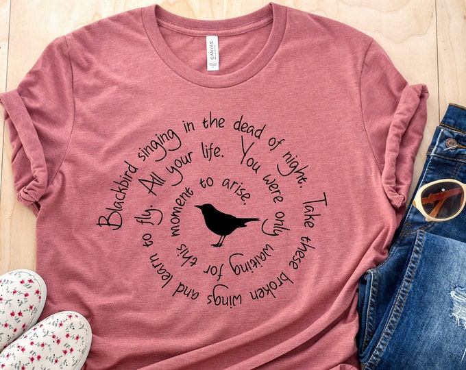 Blackbird Singing In The Dead Of Night Shirt, Music Shirts For Women, Blackbird Beatles Shirt, Music Lovers Gift, Blackbird, Beatles Lyrics