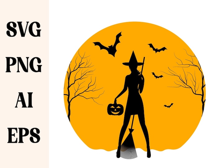 Witch SVG, Halloween SVG, Halloween Shirt svg, Halloween Women svg, Halloween PNG, Wicked Witch Svg, Witch Silhouette, Halloween Decal