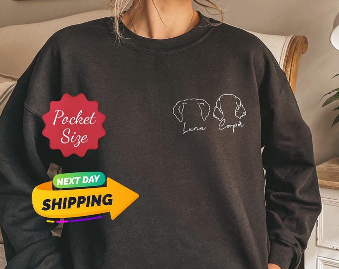 Custom Dog Ears Sweatshirt, Personalized Dog Ears Sweatshirt with Name, Pet Lovers Hoodie, Dog Mom Gift Shirt, Pet Lovers Gift, Dog Owner