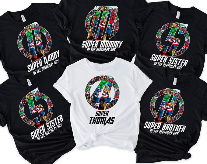Custom Superhero Family Birthday Shirt, Superhero Birthday Party, Superhero Custom Shirt, Matching Family T-Shirt, Superhero Family Tee
