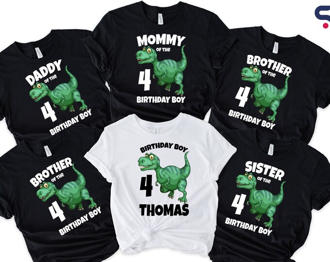 Custom Family Dinosaur Shirt, Matching Family Dinosaur Birthday Boy T-Shirt, Custom Birthday Gift, Funny Birthday Tee, Dinosaur Outfit Tee