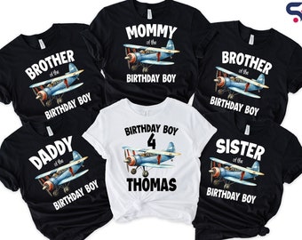 Custom Airplane Family Birthday Shirt, Family Birthday Flight Crew Shirt, Vintage Airplane Theme Shirt, Personalized Plane Birthday Outfit