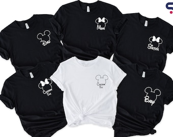 Mickey and Minnie Pocket Shirt, Disneyland Custom Family Name Shirt, Disney Vacation Trip Tee, Custom Disney Tee, Disneyworld Family Shirts