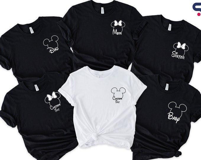 Mickey and Minnie Pocket Shirt, Disneyland Custom Family Name Shirt, Disney Vacation Trip Tee, Custom Disney Tee, Disneyworld Family Shirts