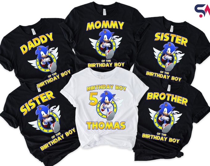 Custom Sonic Birthday Shirts, Personalized Sonic Birthday T-Shirts, Sonic The Hedgehog Birthday Shirt, Family Sonic Birthday