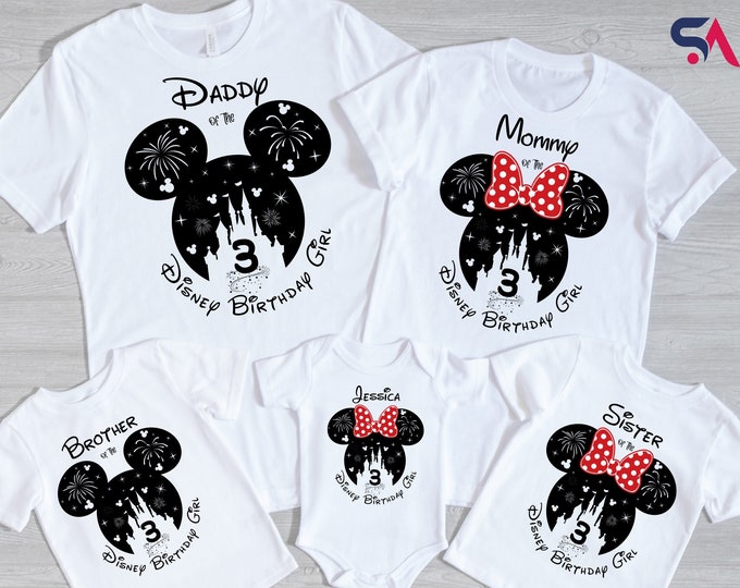 Family Disney Birthday Girl Shirt, Custom Disney Birthday Family Shirt, Birthday Shirts for Girl, Birthday Crew Shirt, Minnie Birthday Shirt