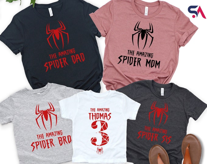 Super Mom Family Shirt, Custom Spider Hero Birthday T-Shirt, Spider Mom T-Shirt, Toddler Birthday Shirt, Spider Dad Tee, Superhero T-Shirt